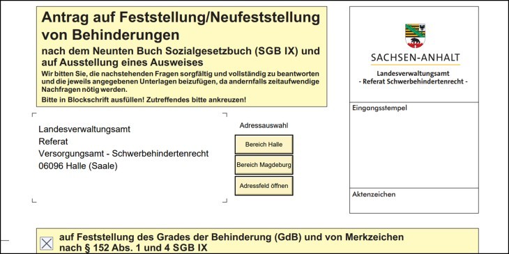 Antrag auf Neufeststellung des Grades der Behinderung (GDB) - Ich und MS