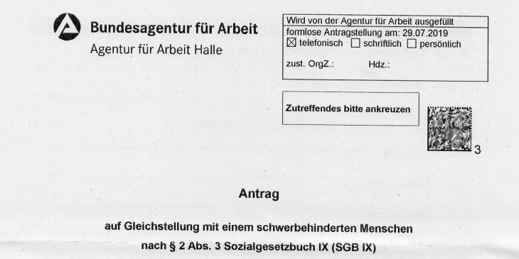 Antrag auf Gleichstellung mit schwerbehinderten Menschen - Ich und MS